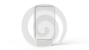 Minimalist white rectangular object with a smooth, reflective surface