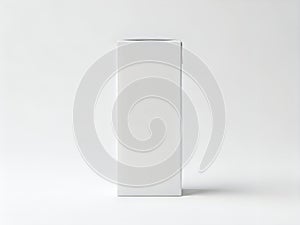 Minimalist white rectangular object standing on a plain surface