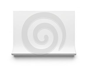 Minimalist white rectangular object with subtle shadow on a white background isolated on white background