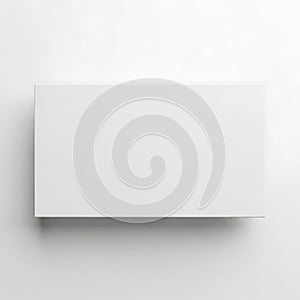 Minimalist white rectangular object with subtle shadow effect on plain background