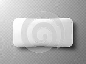 Minimalist white rectangular object on textured background