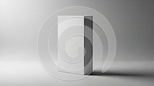 A minimalist white rectangular prism casting a subtle shadow on a neutral background