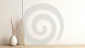 Minimalist White Room With Decorative Tassel