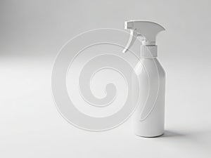 Minimalist white spray bottle with trigger nozzle on a plain background
