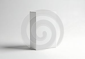 Minimalist white tall rectangular box on a white background