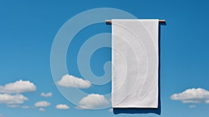 Minimalist White Towel On Blue Sky Background