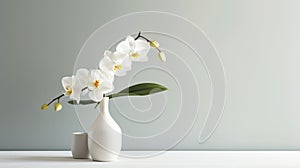 Minimalist White Vase With White Orchids - Modern And Elegant Home Decor