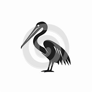 Minimalist Whitewinged Pelican Icon Template In Black And White photo