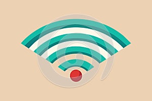 Minimalist wifi icon with a prominent red button for internet connection, wifi network, Simple and minimalist flat Vector