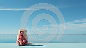 Minimalist Wildlife Art: Red Monkey In Water - 8k Photorealistic Render