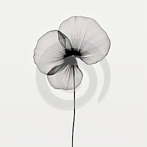 Minimalist Wire Flower: Delicate Watercolor In Black And White