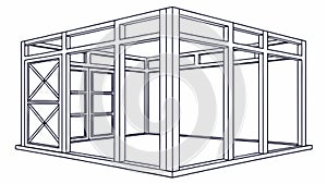 Minimalist Wireframe Cube Structure Vector Design, vector design Generative AI
