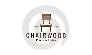 Minimalist wood chair modern furniture interior logo vector symbol icon design illustration