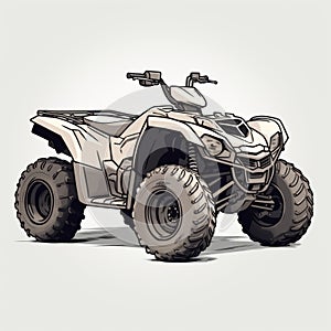 Minimalist Yamaha Quad Atv Vector Illustration In Ink And Wash Style