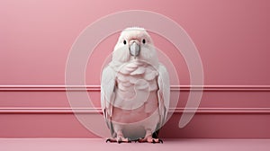Minimalist Zbrush Art: White Parrot On Pink Wall photo