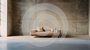 Minimalist Zen Futon In Concrete Room photo
