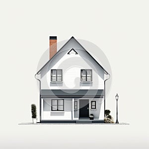 Minimalistic 2d House Illustration On White Background