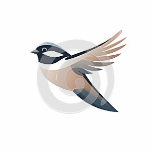 Minimalistic 2d Sparrow Logo In Light Indigo And Dark Brown