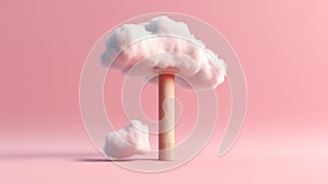 Minimalistic 3d Cloud Design With Mushroomcore And Japanese Influences