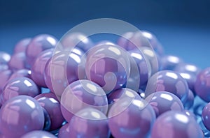 Minimalistic 3D Elegance: Pale Pink Spheres on a Serene Blue Background Create a Tranquil Visual Harmony, ai generative