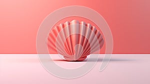 Minimalistic 3d Rendering Of A Pink Shell On A Pink Wall