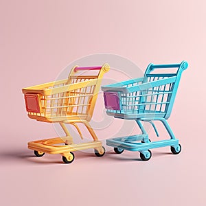 minimalistic 3D shopping cart concept embodies the convenience and efficiency of modern e-commerce.