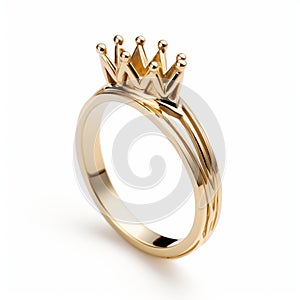 Minimalistic 8k 3d Gold Crown Ring - Emila Medkov