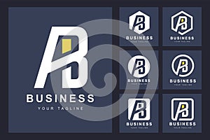 Minimalistic AB letter logo with several versions