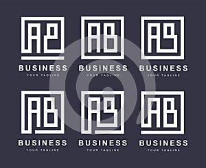 Minimalistic AB letter logo with several versions