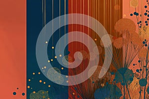 Minimalistic abstract art featuring geometric patterns and organic shapes photo