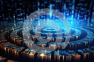 minimalistic abstract background with binary code and circuitry, symbolizing the digital age and technological progress