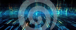 minimalistic abstract background with binary code and circuitry, symbolizing the digital age and technological progress panorama