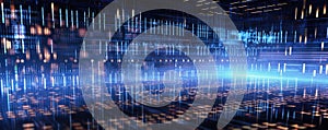 minimalistic abstract background with binary code and circuitry, symbolizing the digital age and technological progress panorama