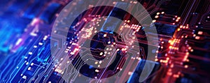 minimalistic abstract background with circuit board patterns and glowing lines, capturing the essence of technological panorama