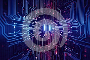 minimalistic abstract background with circuitry patterns and binary code, symbolizing the intricate workings of technology