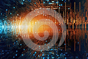 minimalistic abstract background with circuitry patterns and binary code, symbolizing the intricate workings of technology