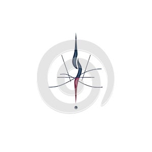 minimalistic abstract graphic logo of needle and thread