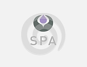 Minimalistic abstract logo sign drop of water and leaves of a plant for spa or beauty salon