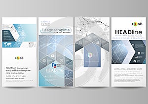 The minimalistic abstract vector illustration of the editable layout of four modern vertical banners, flyers design