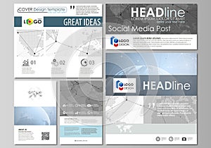 The minimalistic abstract vector illustration of the editable layout of modern social media post design templates in