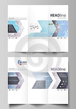 The minimalistic abstract vector illustration of editable layout of two creative tri-fold brochure covers design