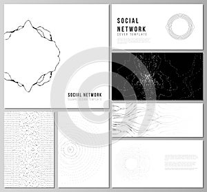 The minimalistic abstract vector illustration layouts of modern social network mockups in popular formats. Trendy modern