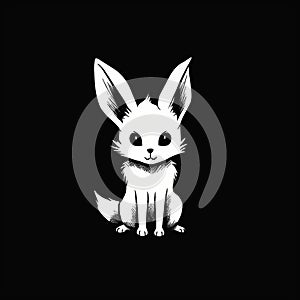 Minimalistic Anime Fox Drawing On Black Background