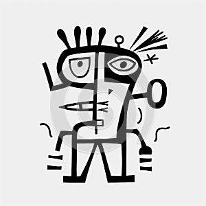 Minimalistic Ant Mascot Emblem In Basquiat Style