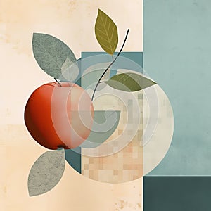 Minimalistic Apple Collage Art In Mid-century Style