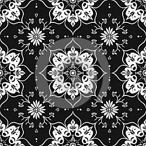 Minimalistic Arabic Pattern Black and White Art, Vibrant Painting, Traditional Ornamentation