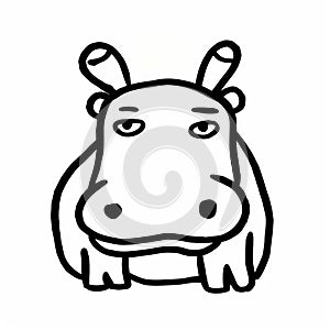 Minimalistic Basquiat Style Hippopotamus Mascot Emblem In Png Format