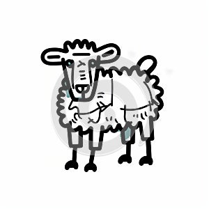 Minimalistic Basquiat Style Sheep Emblem In Png Format