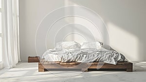 Minimalistic bedroom with futon photo