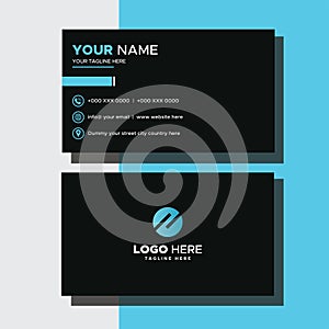 Minimalistic Black And Blue Business Card